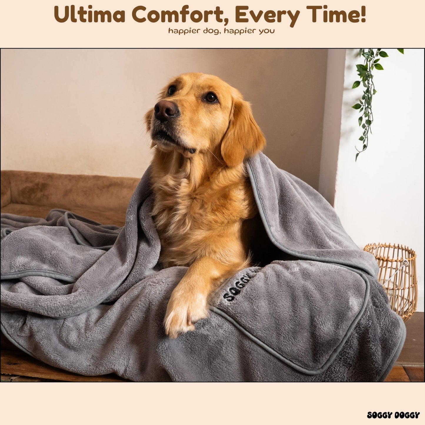 SOGGYDOGGY®UK: Luxury Absorbent Dog DryingTowel - 140x70cm - 1 Pack