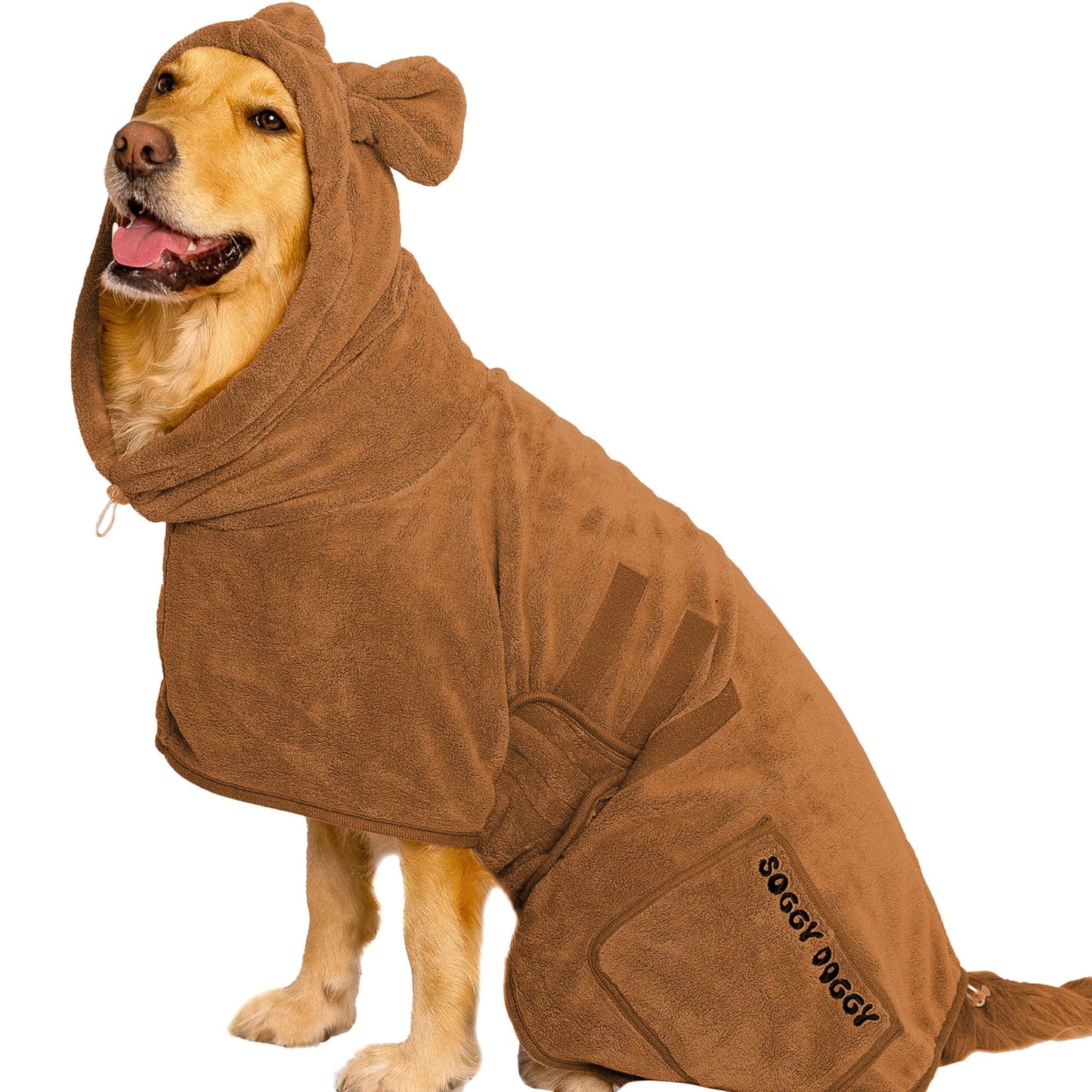SOGGYDOGGY®UK: Luxury Microfibre Dog Drying Robe - Brown