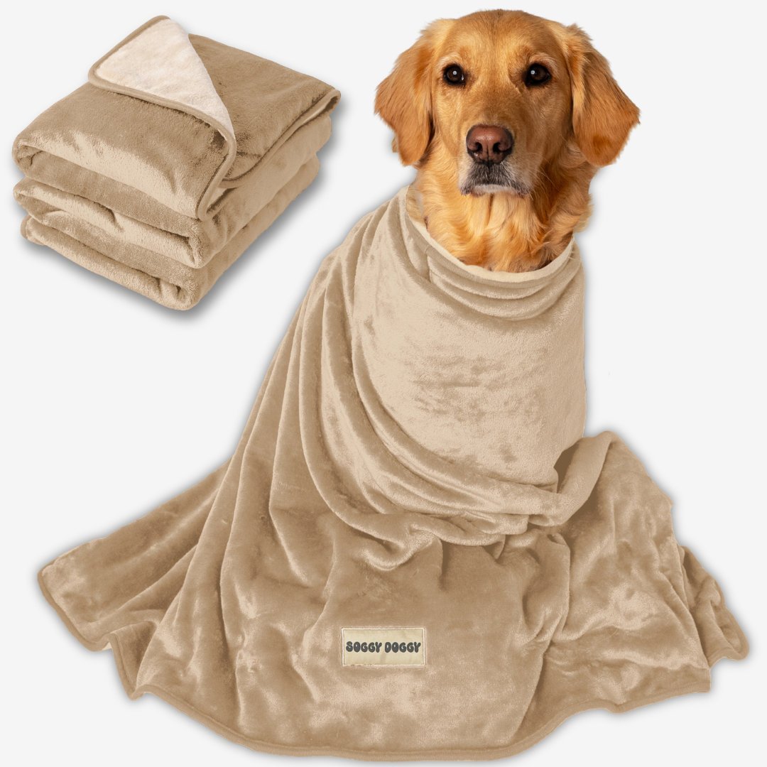 Luxury Large Dog Blanket, Double Layered, Super Soft Washable Dog Throw 130x90cm (Brown)