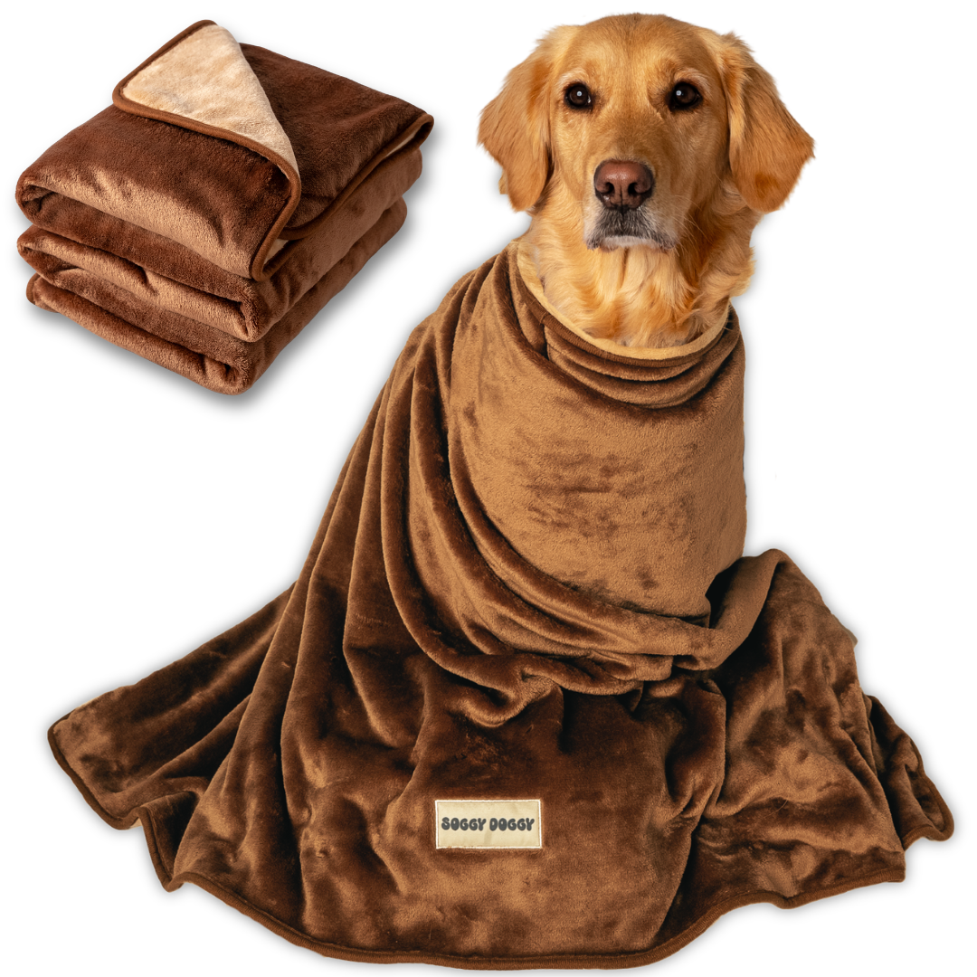 Luxury Large Dog Blanket, Double Layered, Super Soft Washable Dog Throw 130x90cm (Brown)