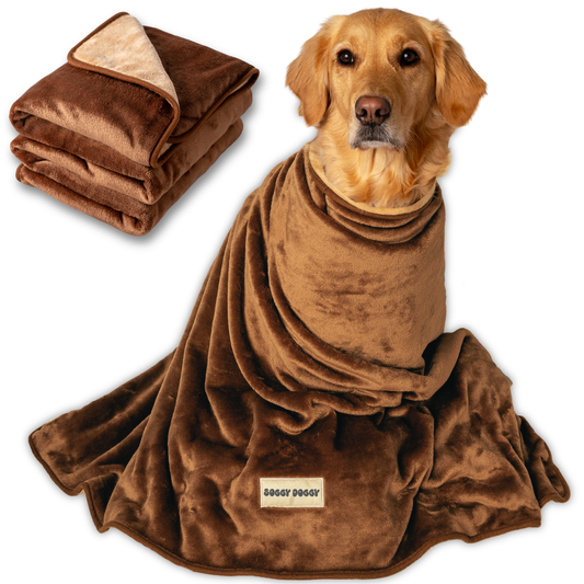 Luxury Large Dog Blanket, Double Layered, Super Soft Washable Dog Throw 130x90cm (Brown)