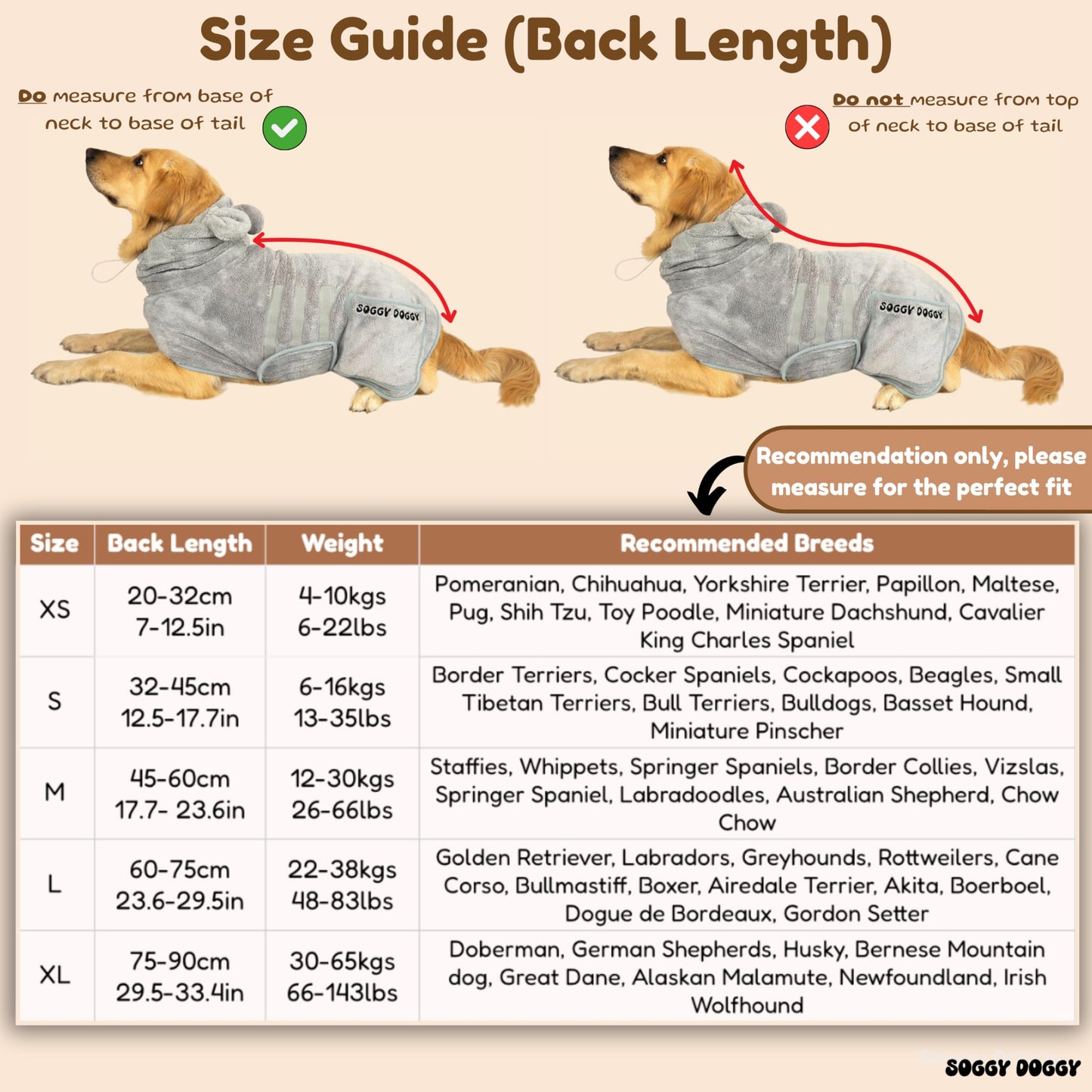 SOGGYDOGGY®UK: Luxury Microfibre Dog Drying Robe - Grey
