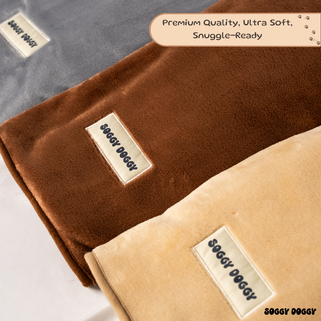 Luxury Large Dog Blanket, Double Layered, Super Soft Washable Dog Throw 130x90cm (Brown)