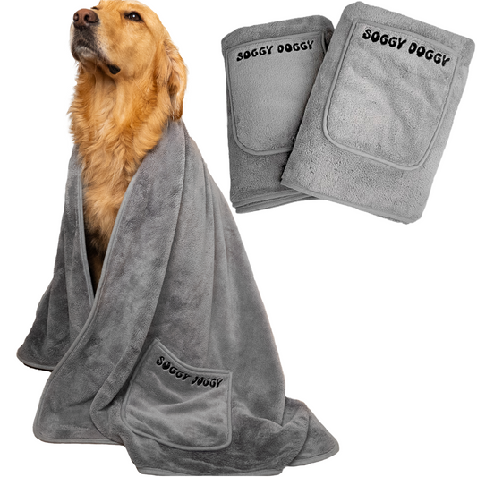 SOGGYDOGGY®UK: Luxury Absorbent Dog DryingTowel - 140x70cm - 2 pack